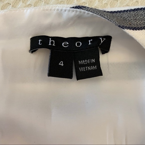 Theory Grey White Striped Sleeveless Dress Sz 4 - Picture 9 of 12